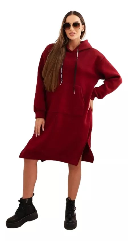 Women's burgundy insulated dress with hood Leagve