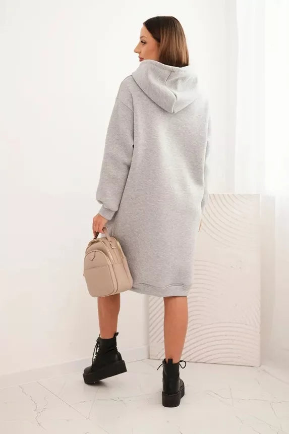 Women's warm light gray dress with hood Leagve