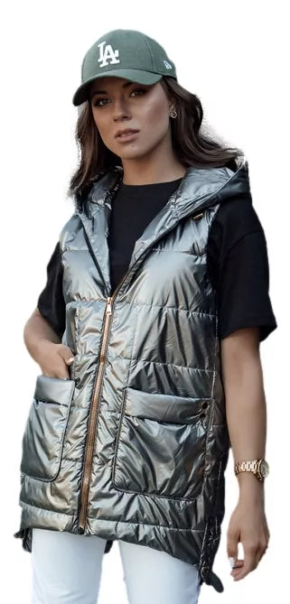 Women's gray shiny vest Jess 