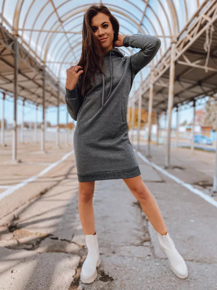 Women's gray dress with a hood Margaret