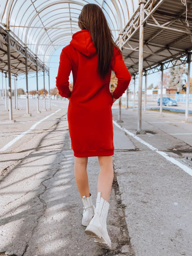 Women's red dress with a hood Margaret