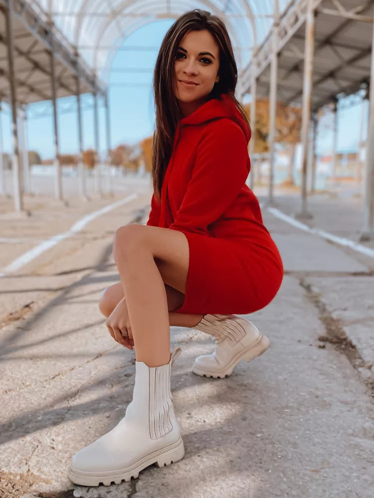 Women's red dress with a hood Margaret