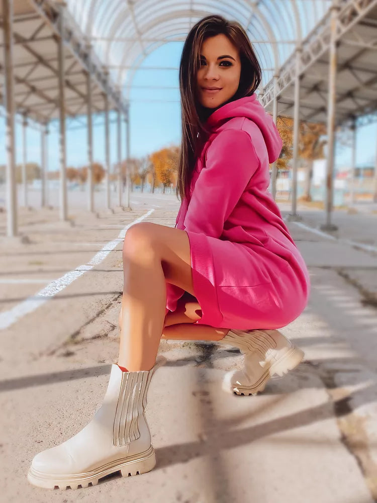 Women's pink dress with a hood Margaret