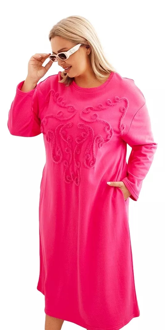 Women's pink dress with embroidery Lindi