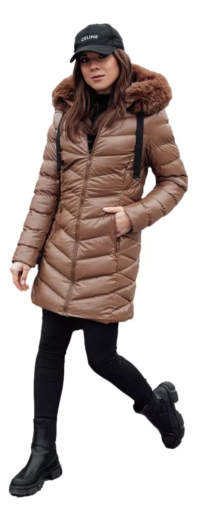 Women's brown quilted jacket Crystal