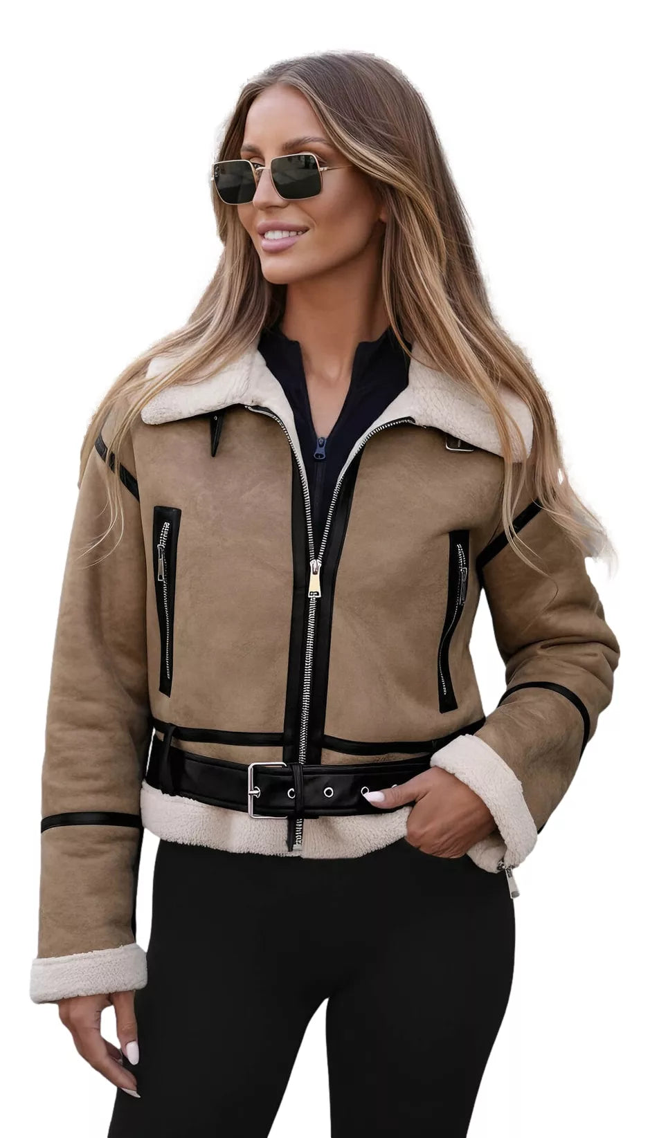 Women's brown leather jacket Alani