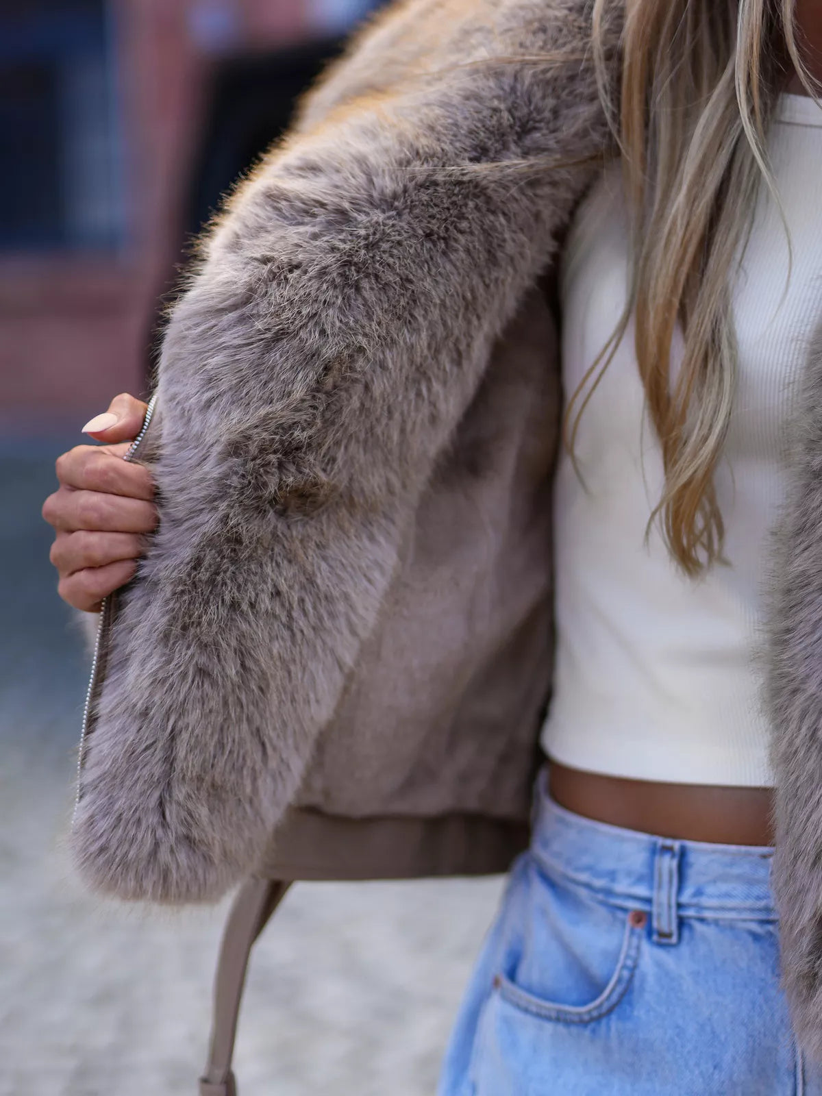 Women's brown jacket with fur Real