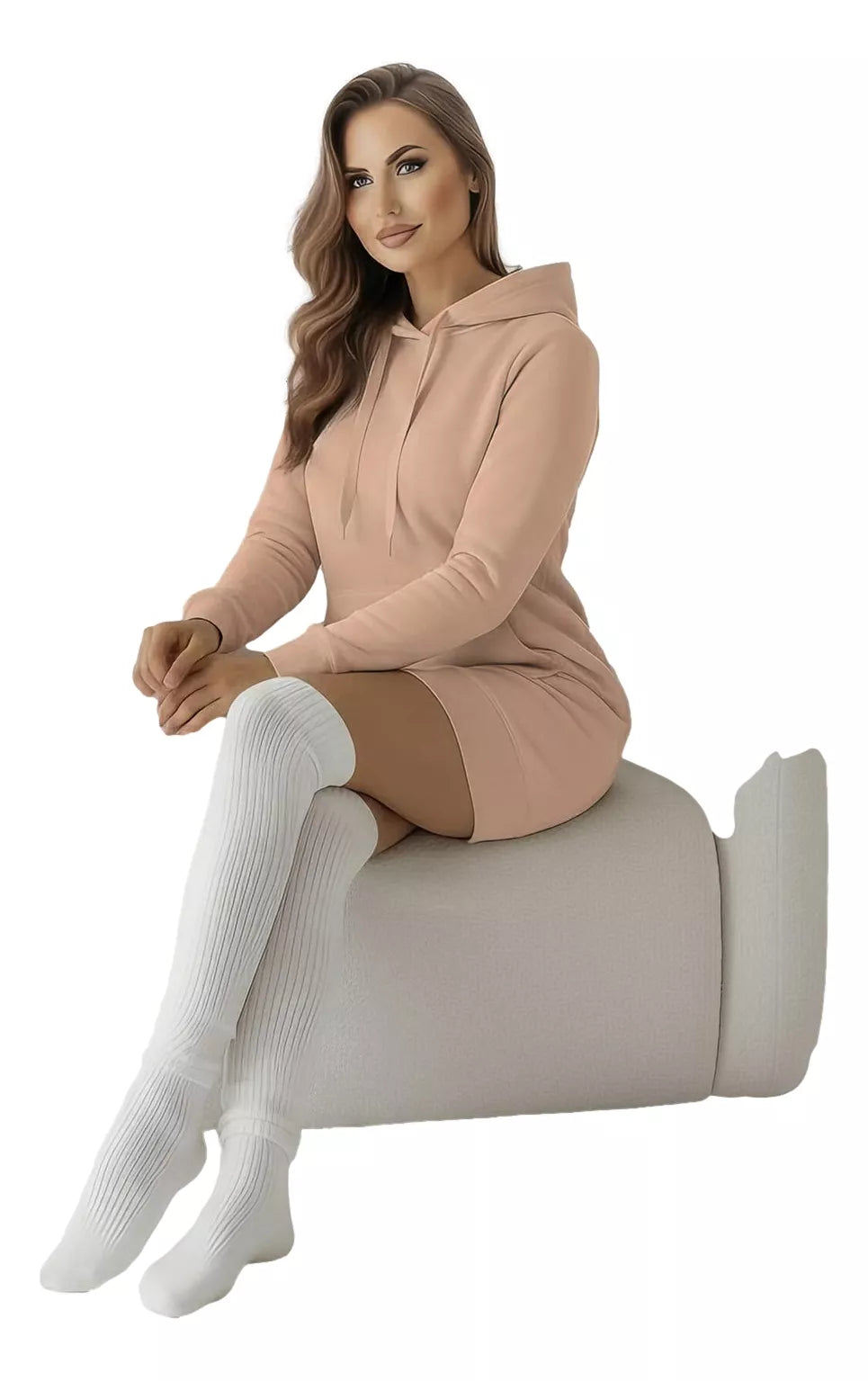 Women's brown dress with hood Megan