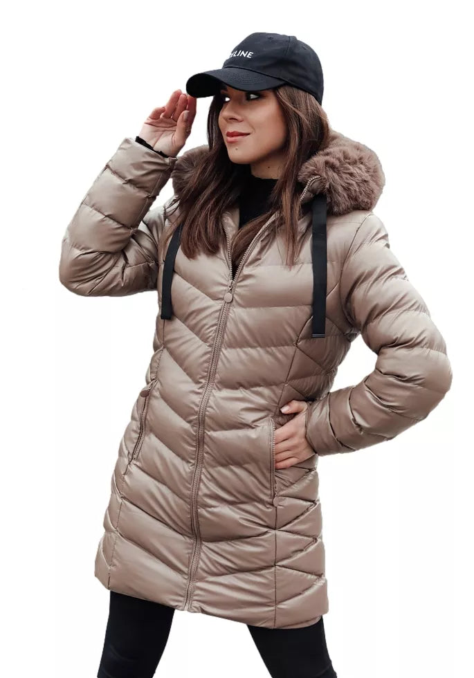Women's brown quilted jacket Crystal