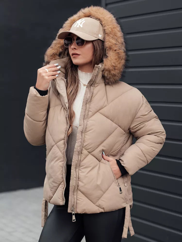 Women's brown quilted winter jacket Sisi