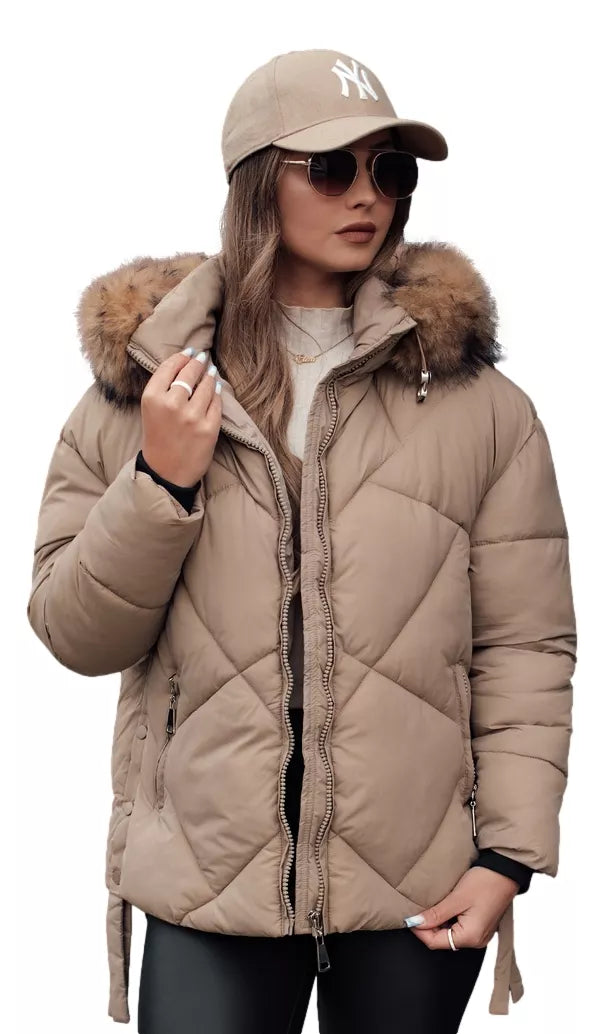 Women's brown quilted winter jacket Sisi