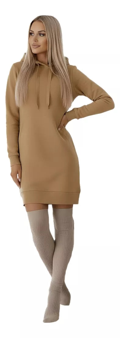 Women's brown dress with a hood Margaret