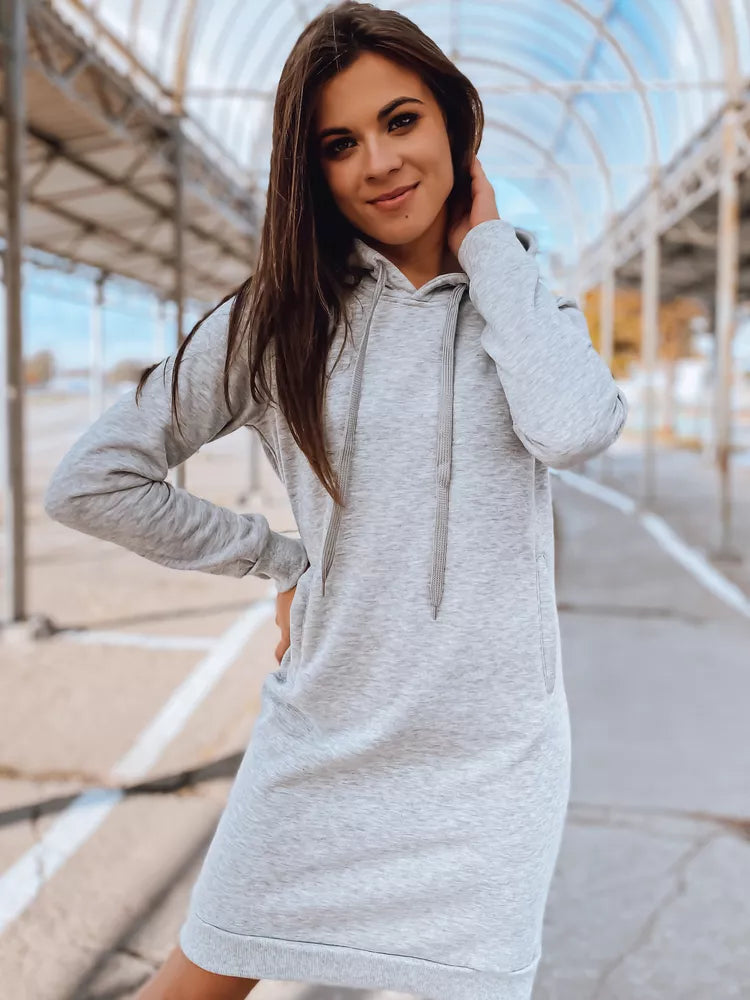 Women's light gray dress with a hood Margaret