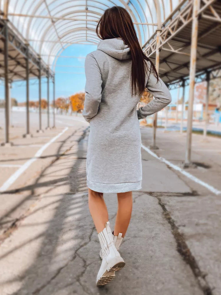 Women's light gray dress with a hood Margaret