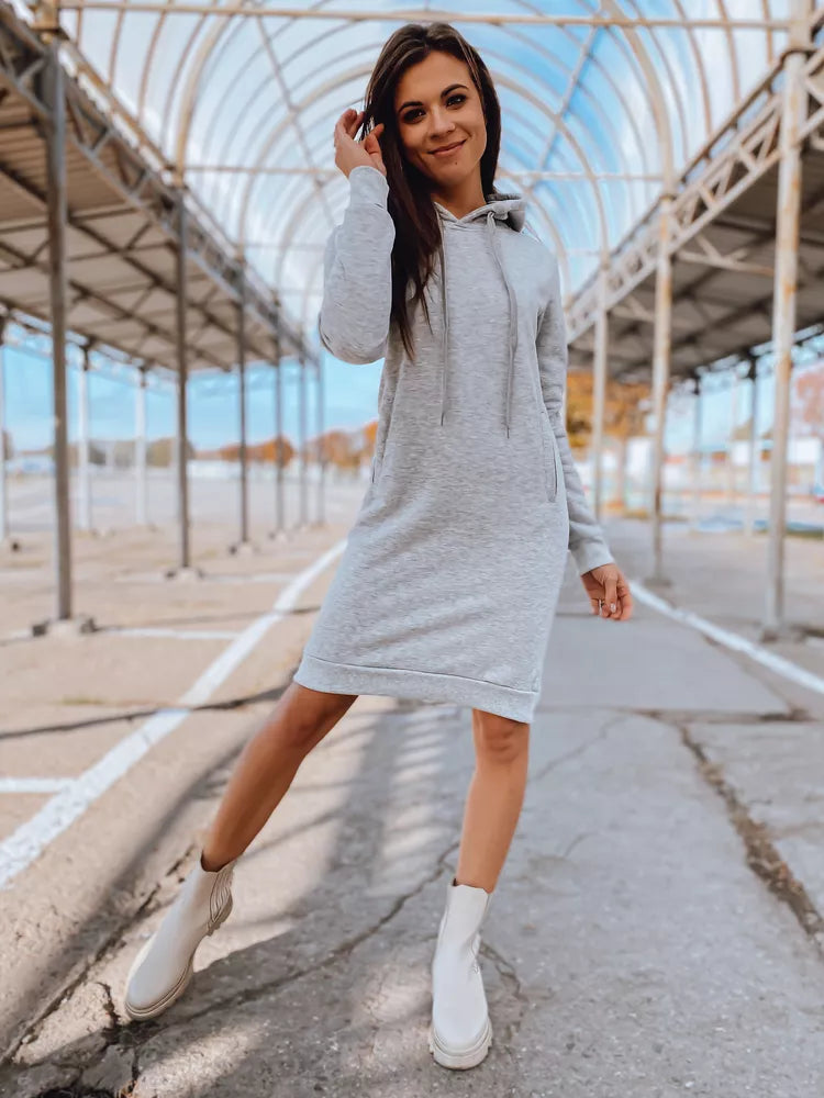 Women's light gray dress with a hood Margaret