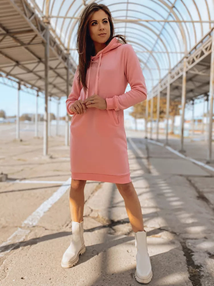 Women's light pink dress with a hood Margaret