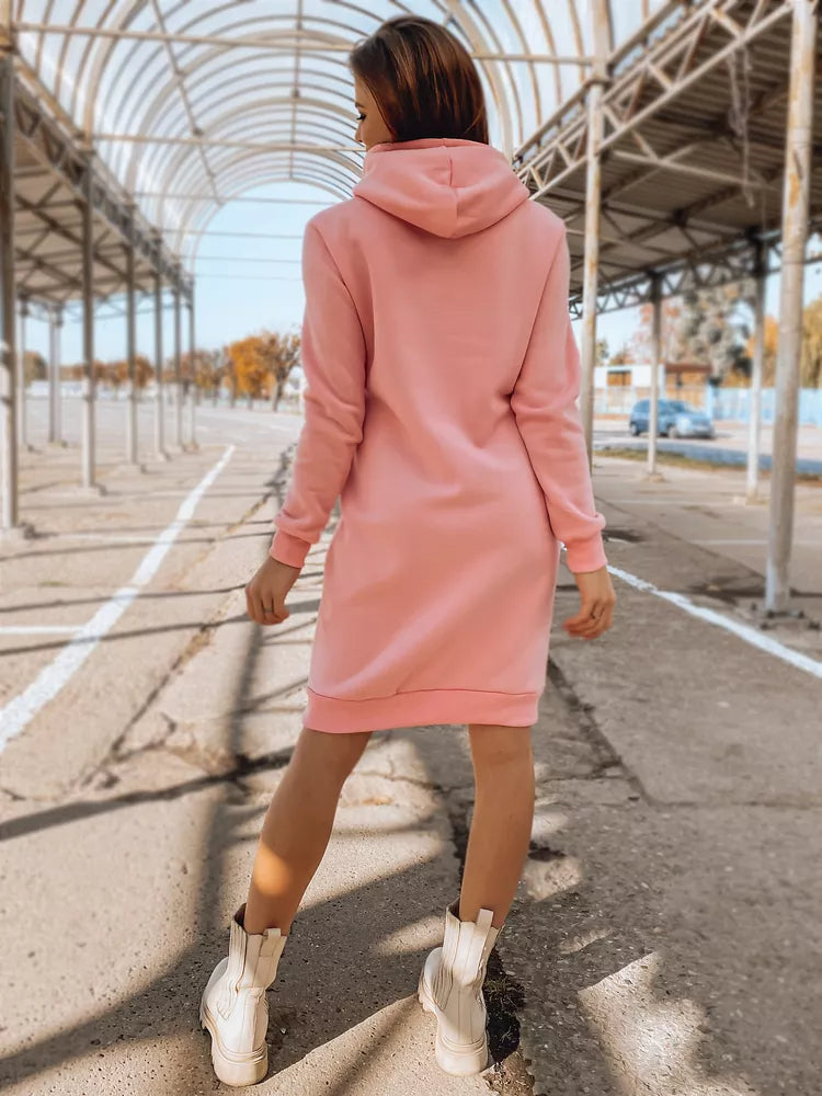 Women's light pink dress with a hood Margaret