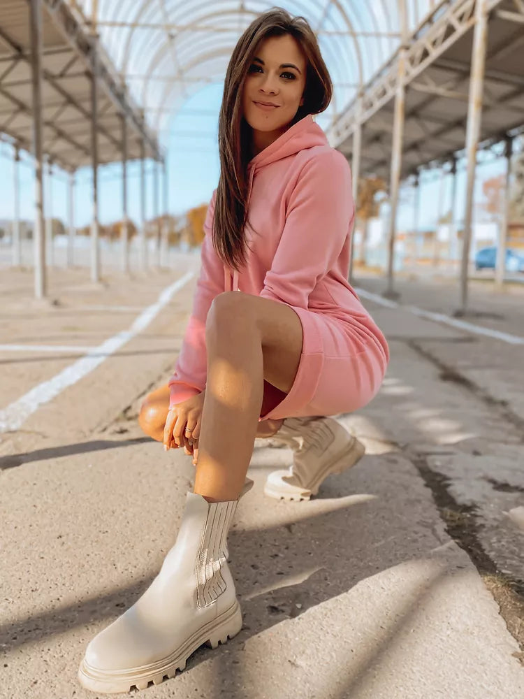 Women's light pink dress with a hood Margaret