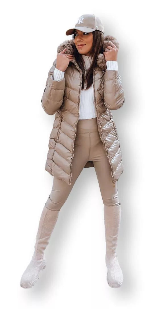Women's light brown quilted jacket Crystal
