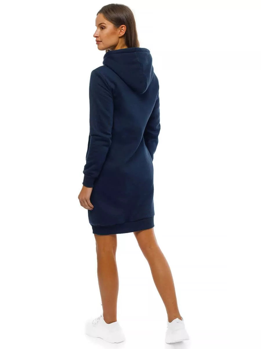 Women's dark blue dress with a hood Margaret