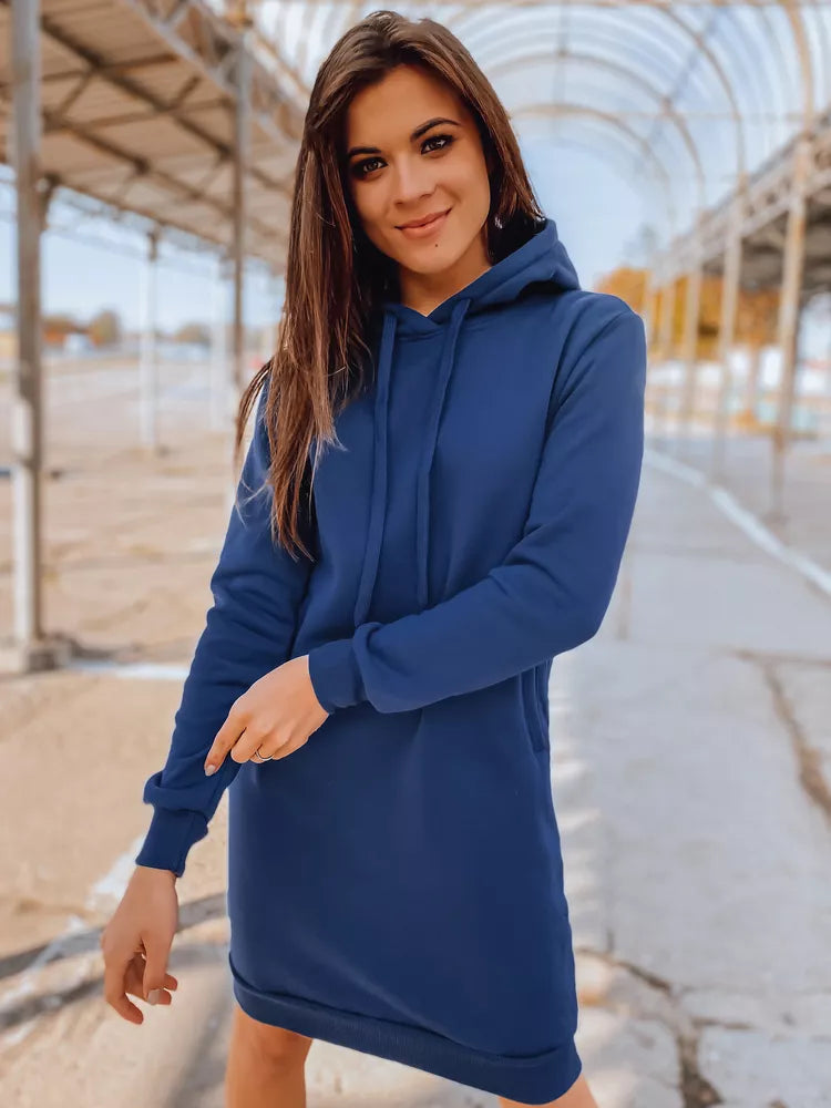Women's dark blue dress with a hood Margaret