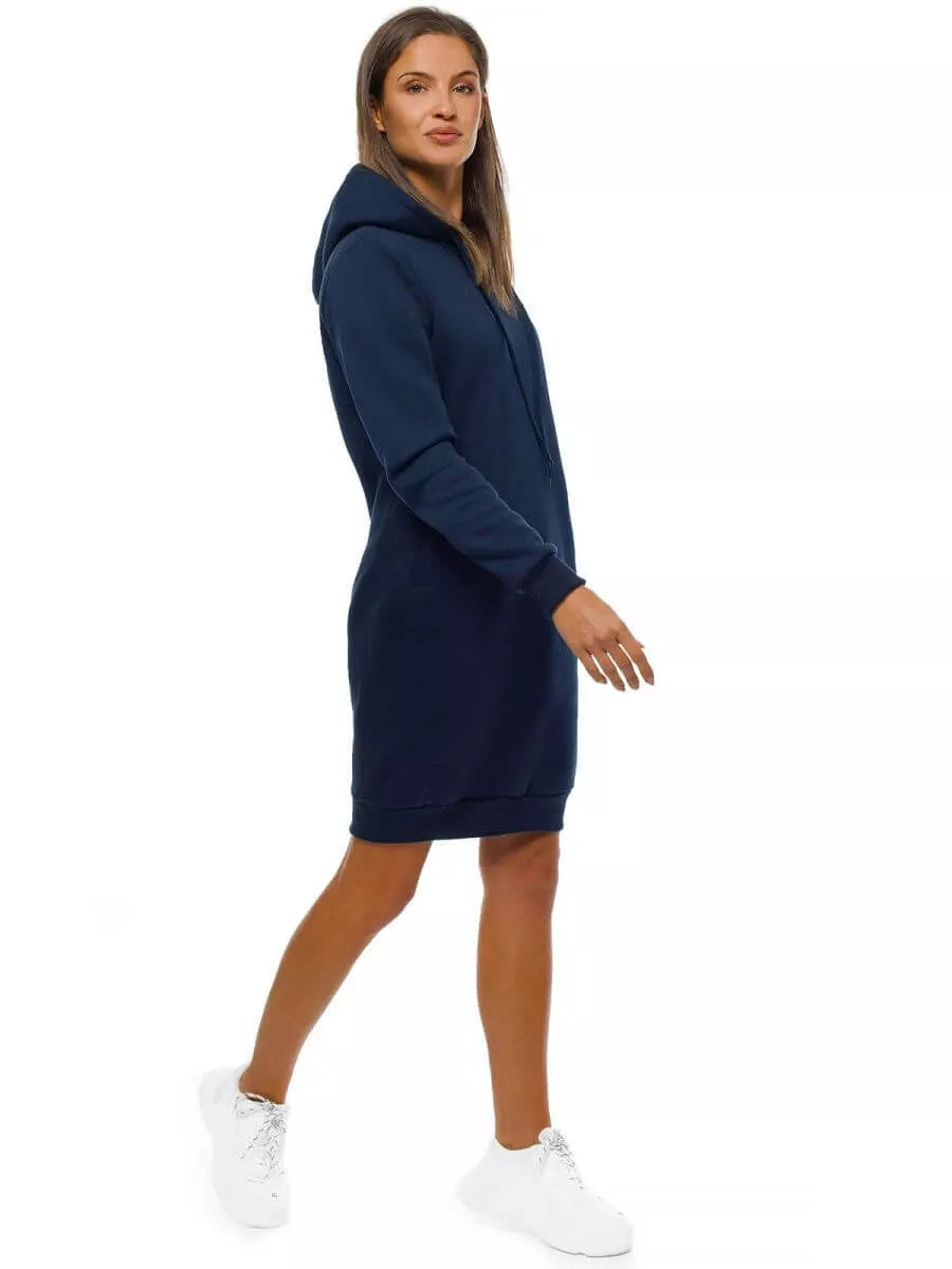 Women's dark blue dress with a hood Margaret