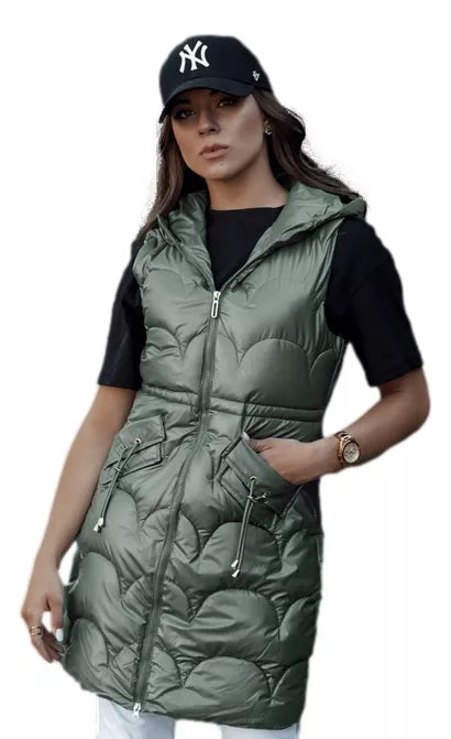 Women's green hooded vest Dona