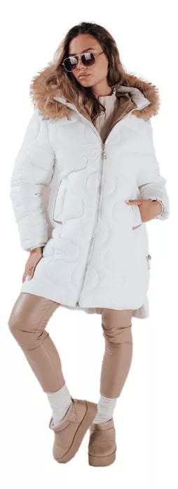 Women's white winter jacket Varel