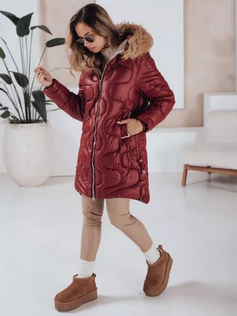 Women's burgundy winter jacket Varel