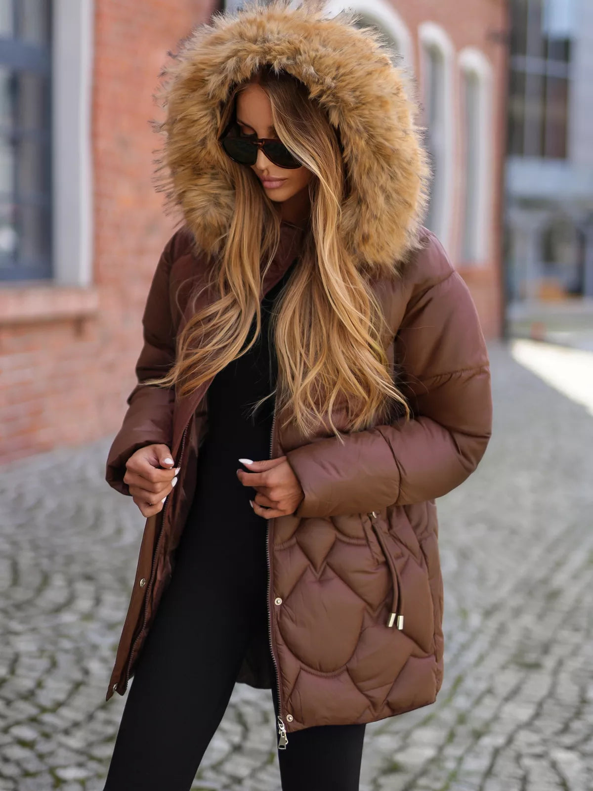 Women's brown winter jacket Verni