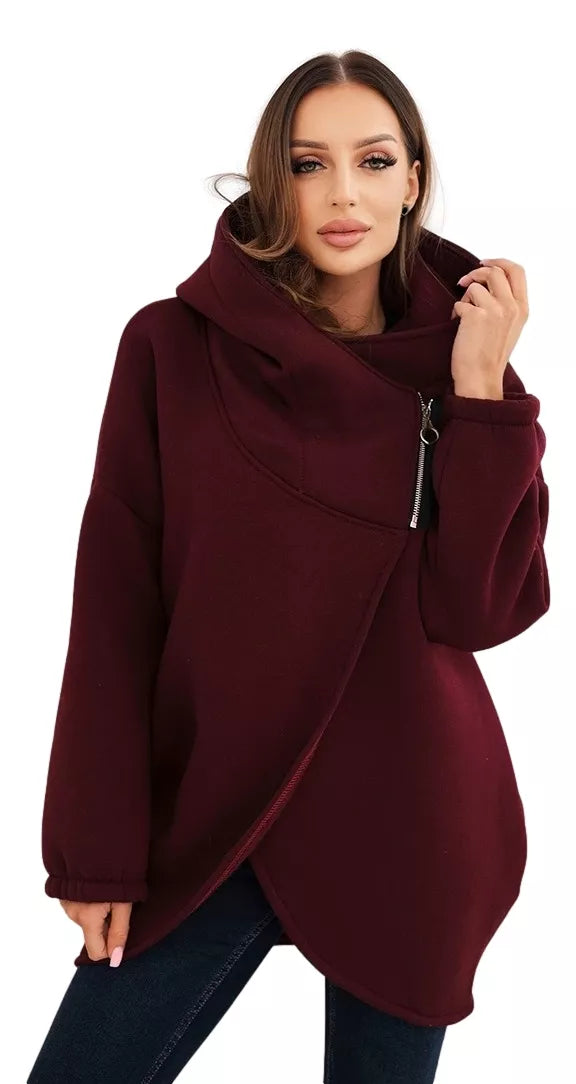 Women's burgundy sweater with hood Jonit