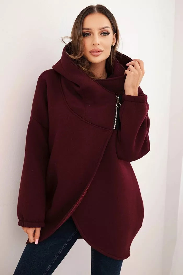 Women's burgundy sweater with hood Jonit