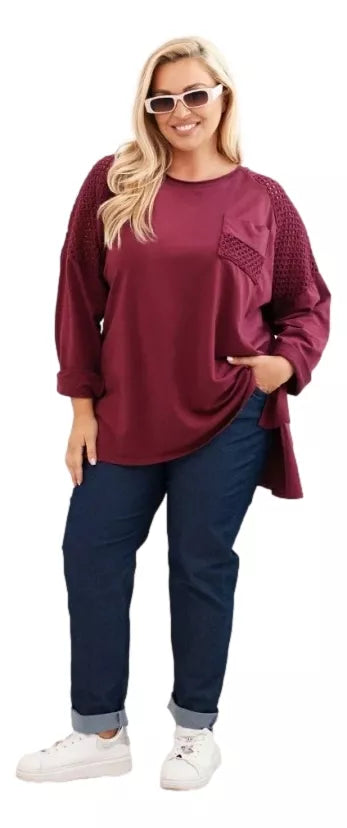 Women's burgundy sweater with a pattern Stelo