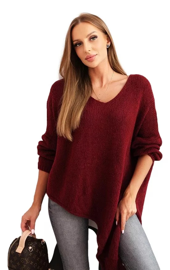 Women's burgundy wool sweater Elvis
