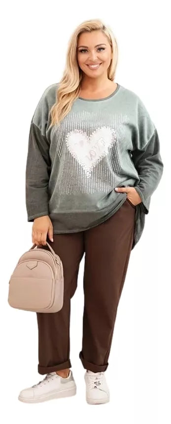 Women's khaki sweater Love 