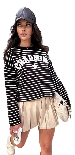 Women's striped black sweater Charming