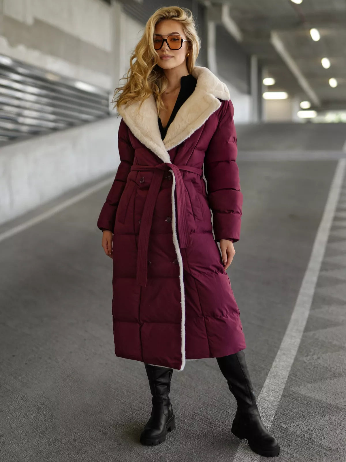 Women's burgundy quilted jacket Charlot