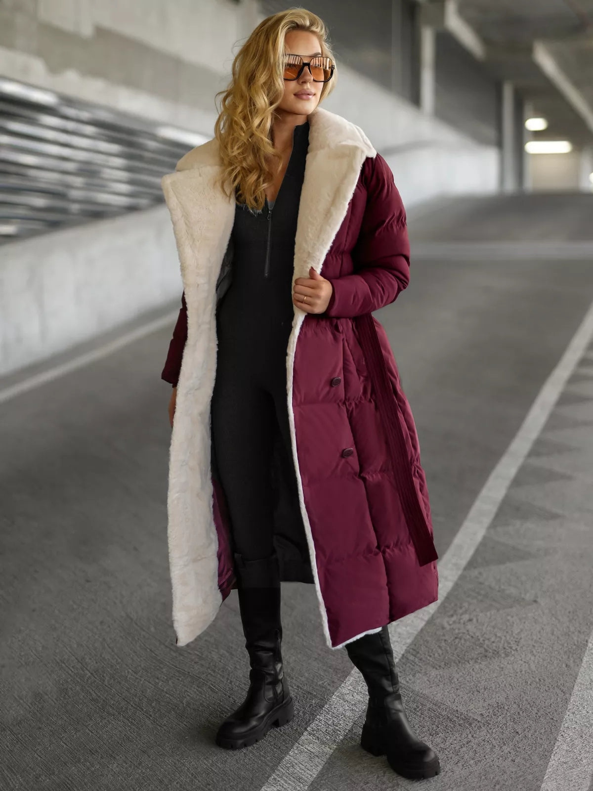 Women's burgundy quilted jacket Charlot
