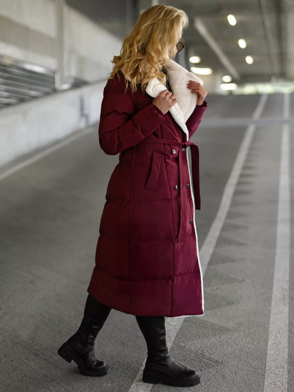 Women's burgundy quilted jacket Charlot