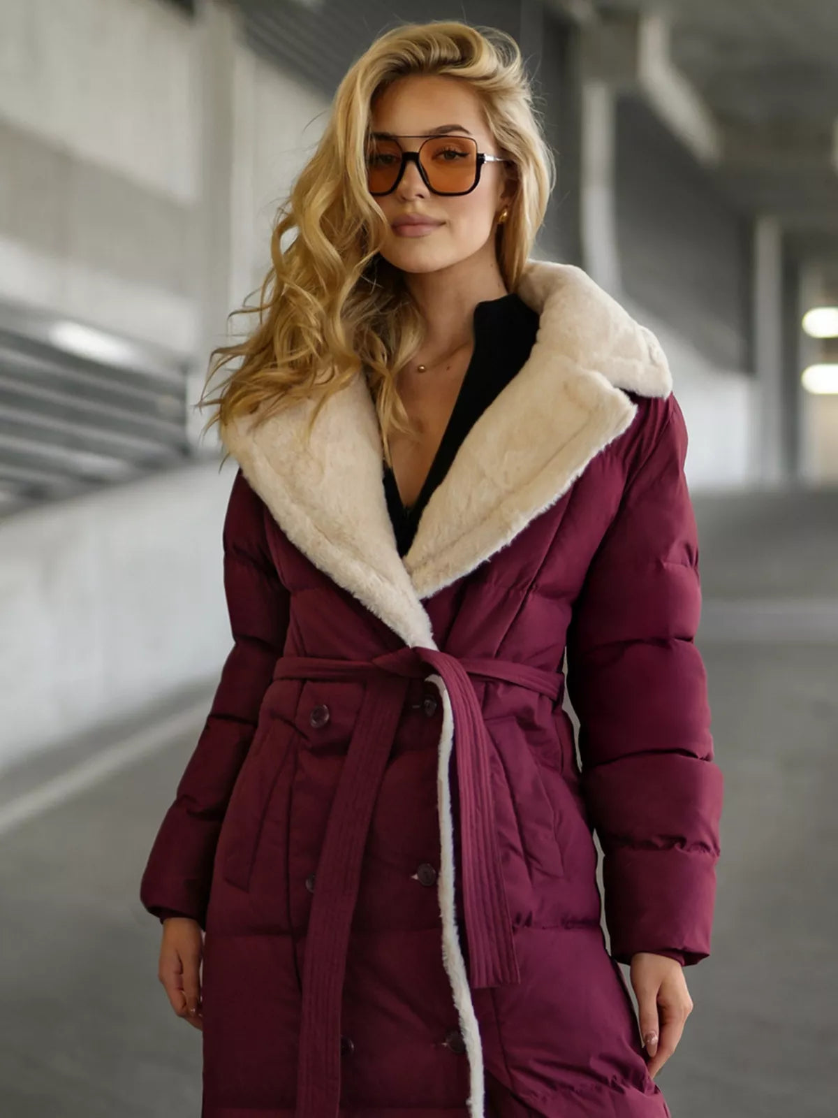 Women's burgundy quilted jacket Charlot