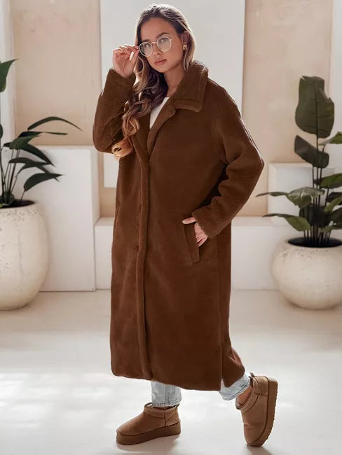 Women's long brown winter coat Fabio
