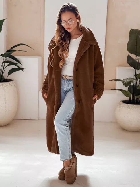 Women's long brown winter coat Fabio