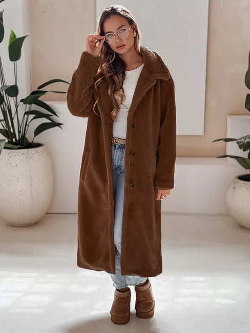 Women's long brown winter coat Fabio