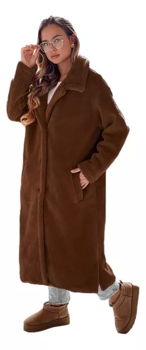 Women's long brown winter coat Fabio