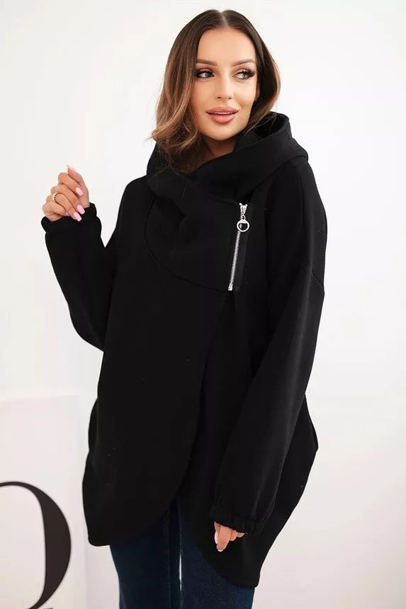 Women's black sweater with hood Jonit