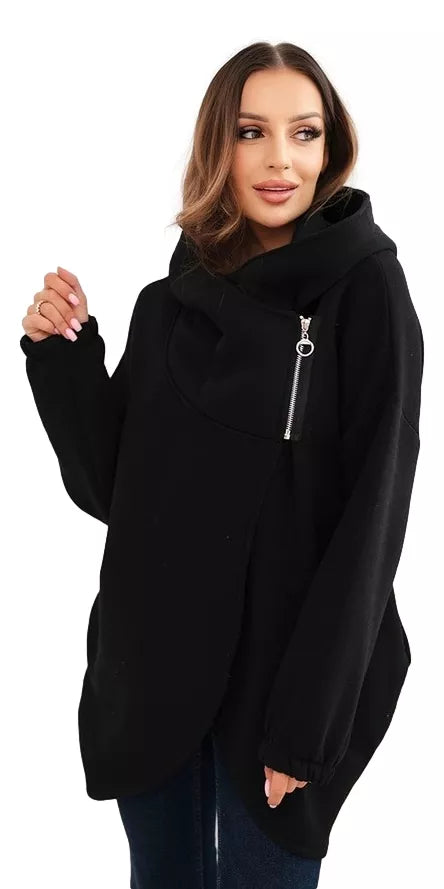 Women's black sweater with hood Jonit