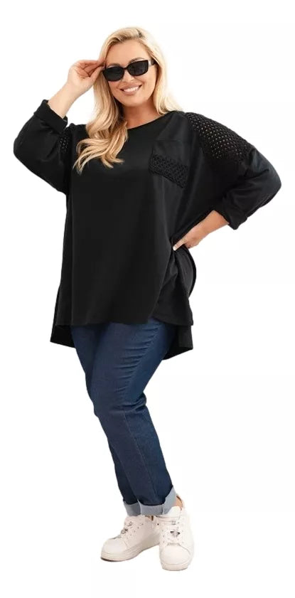 Women's black sweater with a pattern Stelo