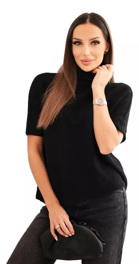 Women's black short-sleeved sweater Endi