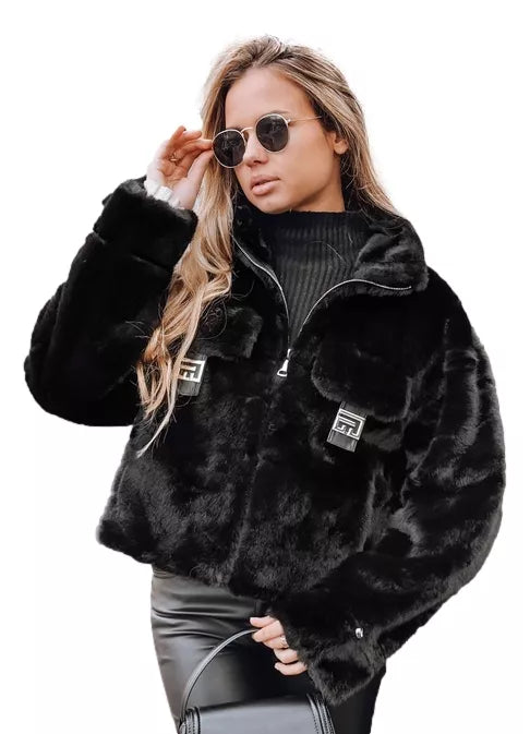 Women's black short fur coat Ariel