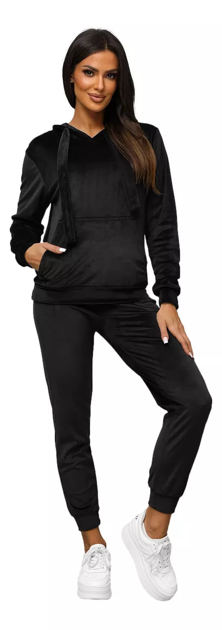 Merlin women's black velour suit